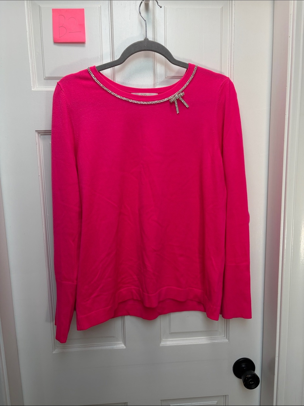 Lilly Pulitzer Hot Pink Embellished Neck Sweater